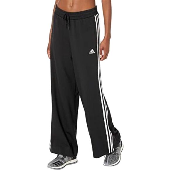 adidas Black Track Pants with White Stripes - Picture 1 of 9